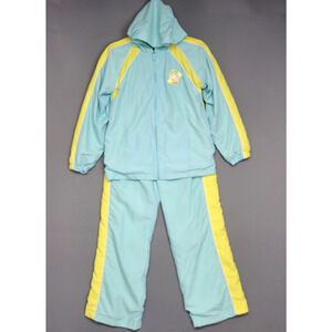 Ponies Pony Kid Zone Hoodie Tracksuit 2 Piece Set Kids M 10/12 Blue Yellow Lined